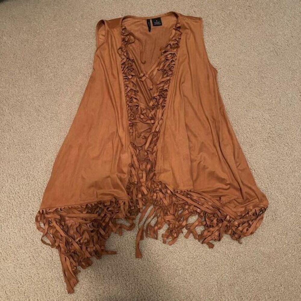 New‎ Directions Brown Fringe Vest Size Small